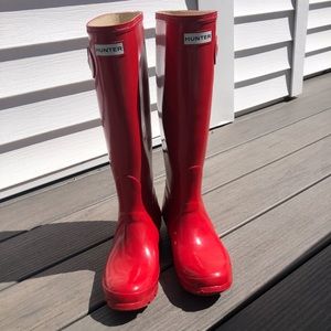 Hunter Original Tall Gloss Rain Boots Military Red